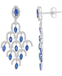 Macy's Blue Sapphire & Diamond Dangling Earrings