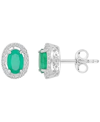 Macy's Sapphire (1.36 ct. t.w. ) & Diamond Halo Stud Earrings