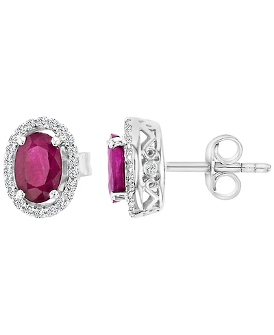Macy's Sapphire (1.36 ct. t.w. ) & Diamond Halo Stud Earrings