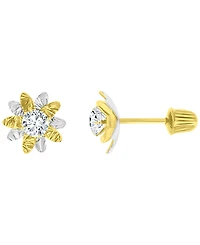 Macy's 14K Two-Tone Gold Double Flower Stud Earrings