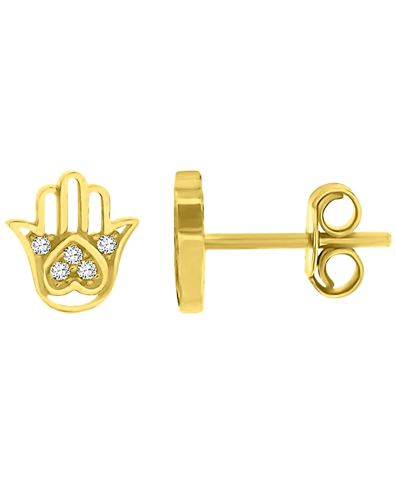 Macy's 14k Yellow Gold Heart Hamsa Stud Earrings