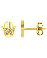 Macy's 14k Yellow Gold Heart Hamsa Stud Earrings