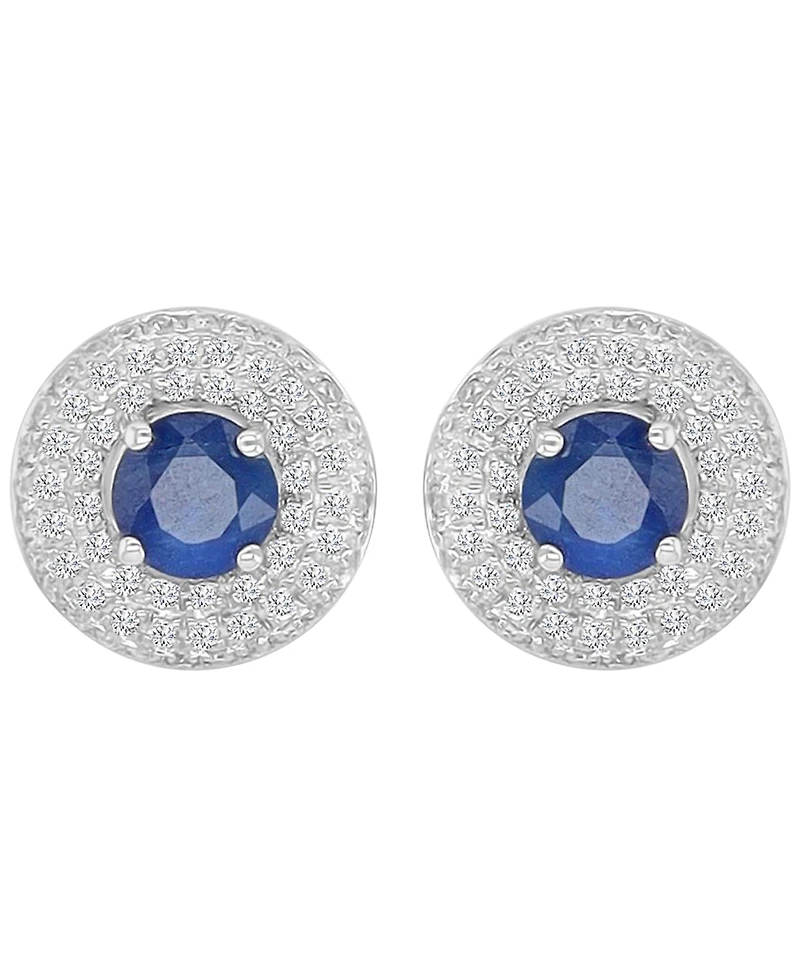 Macy's Sapphire & Diamond Puffy Stud Earrings