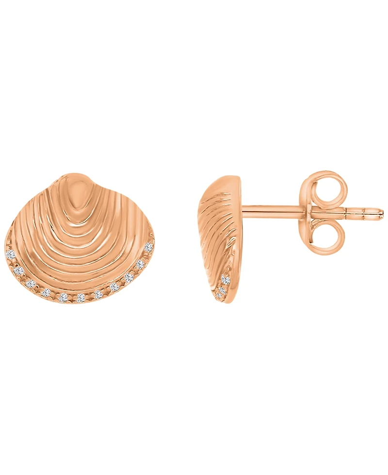 Macy's Diamond Accented Textured Seashell Stud Earrings