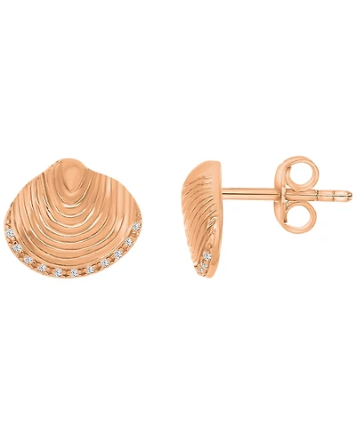 Macy's Diamond Accented Textured Seashell Stud Earrings
