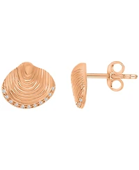 Macy's Diamond Accented Textured Seashell Stud Earrings