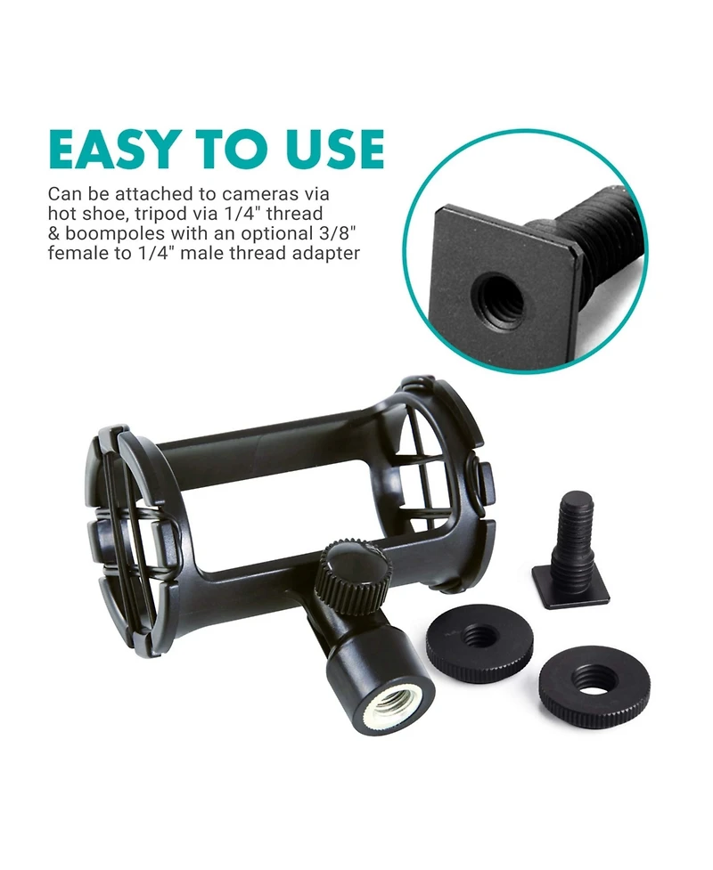 Movo SMM1 Camera Shoe Shockmount for Shotgun Microphones 19-25mm in Diameter