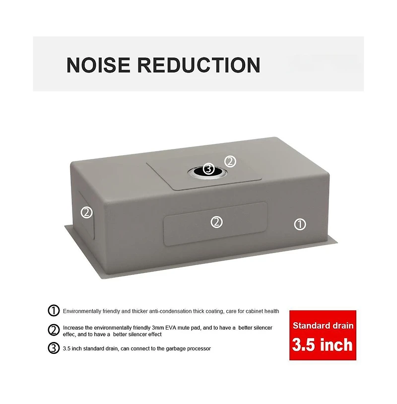 huluwat 30x18x9inch 16 Gauge 304 Stainless Steel Undermount Single Bowl Kitchen Sink with Drain Assembly No Additional Accessories