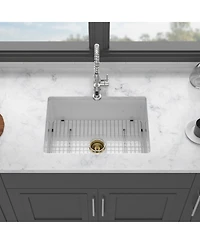 huluwat 30x18x10inch Undermount Single Bowl Fireclay Kitchen Sink White Porcelain Dual Mount