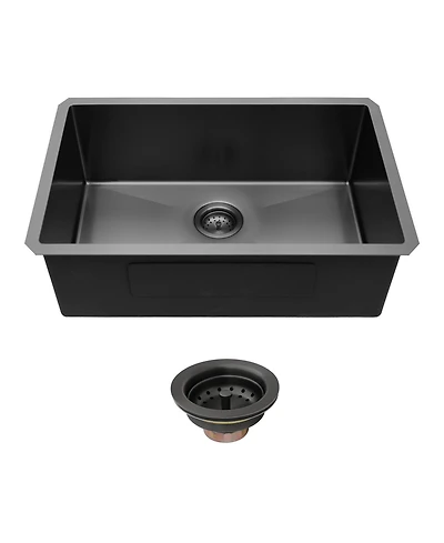 huluwat 30x18x9inch Gunmetal Black Kitchen Sink Undermount Single Bowl Stainless Steel 16 Gauge