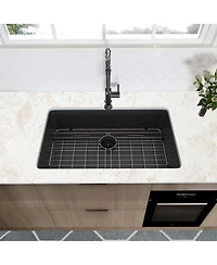 huluwat 32x19inch Gunmetal Black Kitchen Sink Stainless Steel Single Bowl Undermount Nano Surface