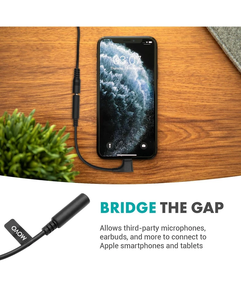Movo Ima-3 Female 3.5mm Trrs to Lightning Adapter