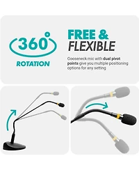 Movo Gm-9 Xlr Gooseneck Microphone with Interface with Xlr Output