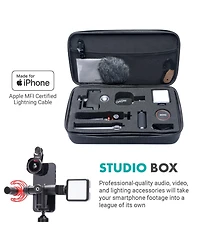 Movo iVlog1 Vlogging Kit for iPhone with Shotgun Mic, Led Light, Tabletop Tripod, Fullsize Tripod and More