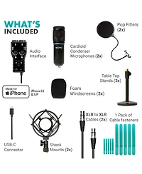 Movo iPhone 15/16 Usb-c Podcast Equipment Bundle Compatible with iPhone 15/16, iPad-Pro (Usb-c)