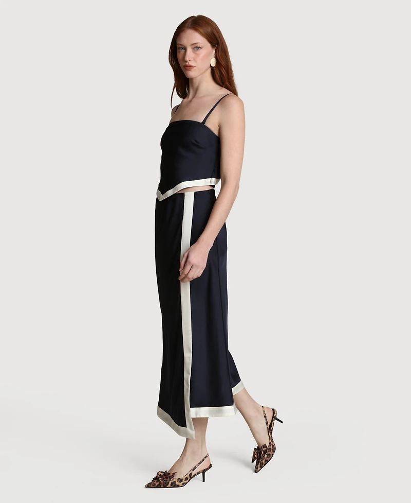 Avec Les Filles Women's Square Neck Scarf Top