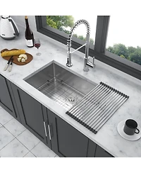 Flynama 16-Gauge Stainless Steel Undermount Kitchen Sink, Single Bowl, 32" x 19" x 10" Deep