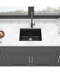 flynama 21x18x9.65inch Black Granite Composite Undermount Workstation Kitchen Sink