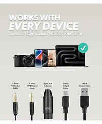 Movo X1 Supercardioid Shotgun Microphone - 3.5mm/Xlr/Usb-c Camera Mic for Dslr, Smartphones, and Computers