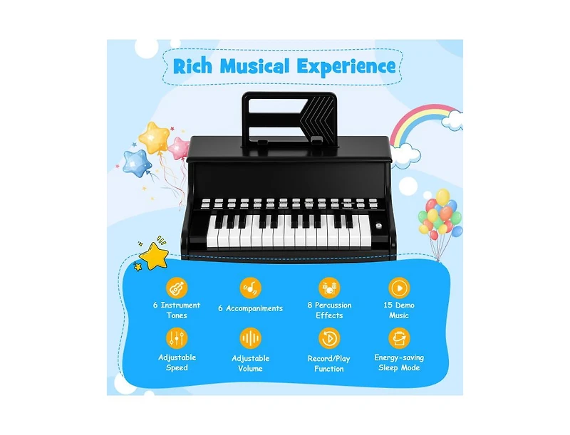 Slickblue Adjustable Speed 25-Key Piano Keyboard for Kids Learning