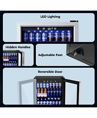 Euhomy 20-in 150-Can Capacity Sliver Freestanding Beverage Refrigerator with Reversible Door and Adjustable Shelves