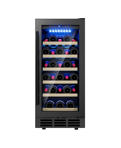Euhomy 15-in 28Bottles Built-in/Freestanding Indoor Beverage Refrigerator in Black with Glass Door