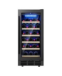 Euhomy 15-in 28Bottles Built-in/Freestanding Indoor Beverage Refrigerator in Black with Glass Door
