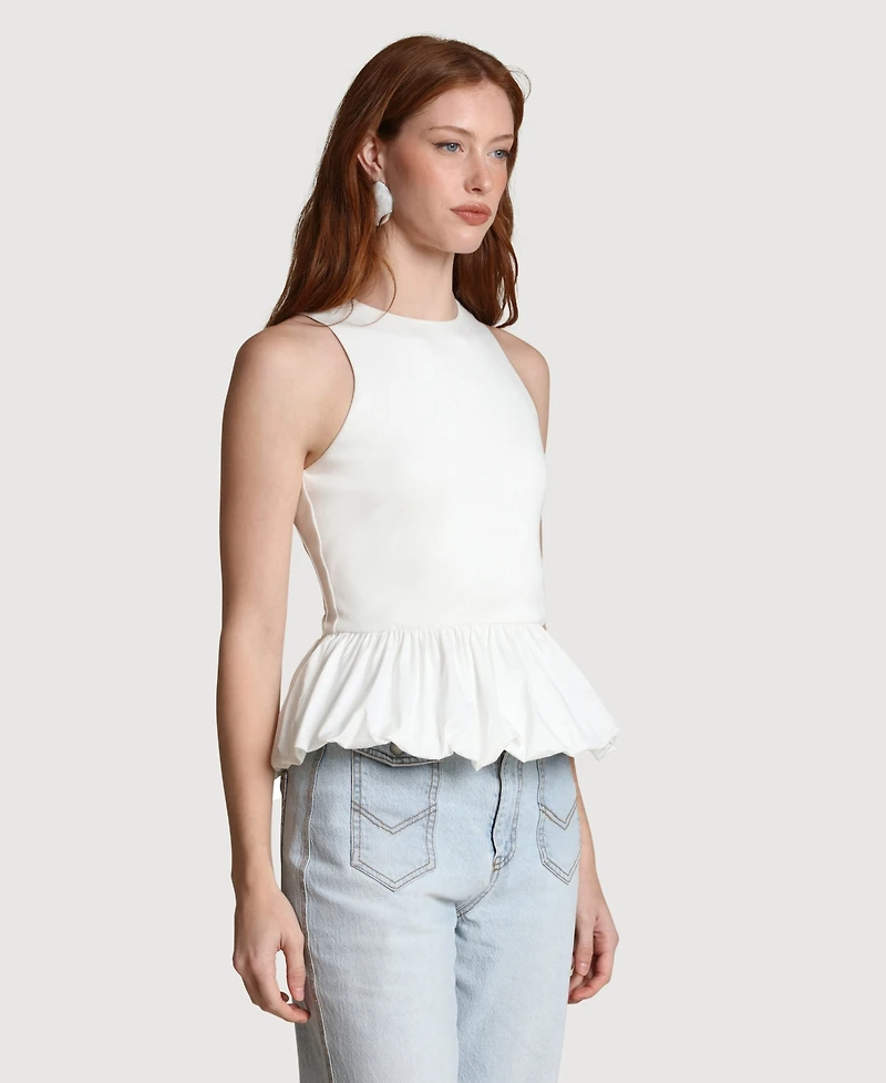 Avec Les Filles Women's Peplum Crewneck Tank Top