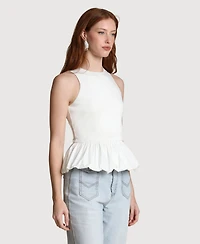 Avec Les Filles Women's Peplum Crewneck Tank Top