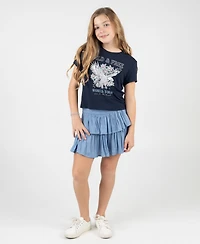 Rare Editions Girls' 7-12 Graphic Short-Sleeve T-Shirt and Skort, 2-Piece Set