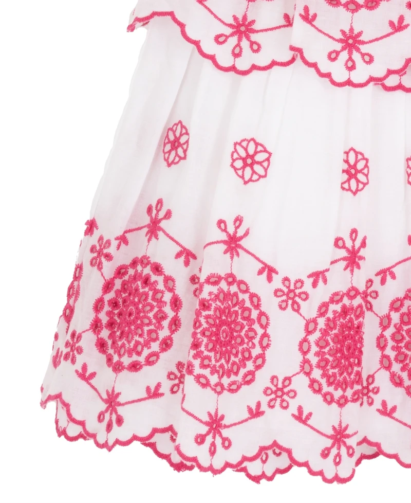 Rare Editions Girls' 2T-6X Cotton Eyelet Flutter-Sleeve Dress