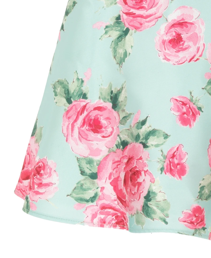 Rare Editions Girls' 2T-6X Printed Mikado Round Neck Bow Dress