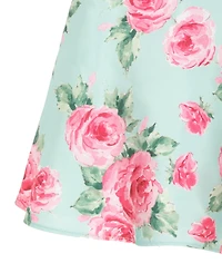 Rare Editions Girls' 2T-6X Printed Mikado Round Neck Bow Dress