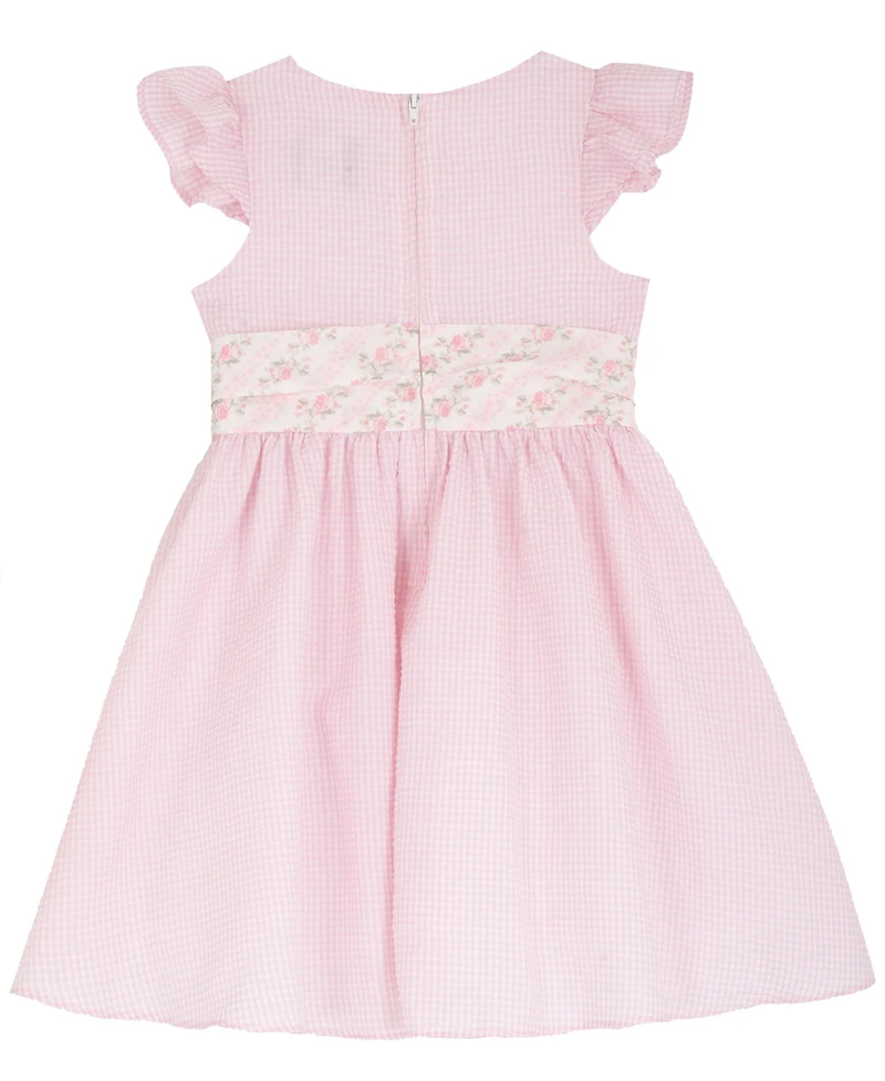 Rare Editions Girls 2T-6X Seersucker Round Neck Dress and Bag, 2-Piece Set