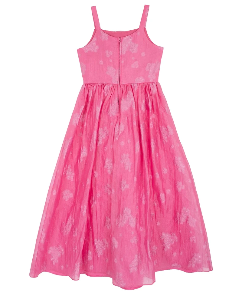 Rare Editions Girls' 7-16 Burnout Organza Floral Applique Square Neck Dress