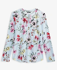 I.n.c. International Concepts Petite Floral-Print Henley Top, Macy's Exclusive