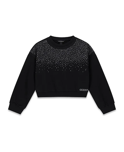 Guess Girls' 7-16 Long-Sleeve Rhinestone Round Neck Sweatshirt