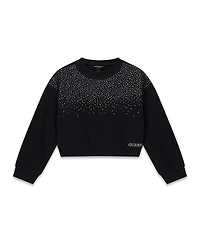 Guess Girls' 7-16 Long-Sleeve Rhinestone Round Neck Sweatshirt