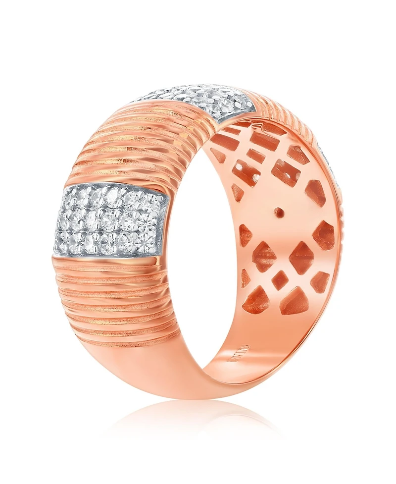 Suzy Levian New York Sterling Silver Cubic Zirconia Wide Band Fluted Ring (10 mm)