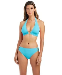 Bleu By Rod Beattie Womens V Neck Bikini Top Full Coverage Hipster Bottoms