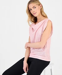 Anne Klein Women's Sequin Embellished Cowlneck Blouse