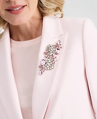 Anne Klein Women's Rhinestone-Brooch One-Button Blazer