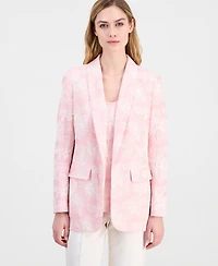 Anne Klein Women's Embroidered Shawl-Collar Open-Front Blazer