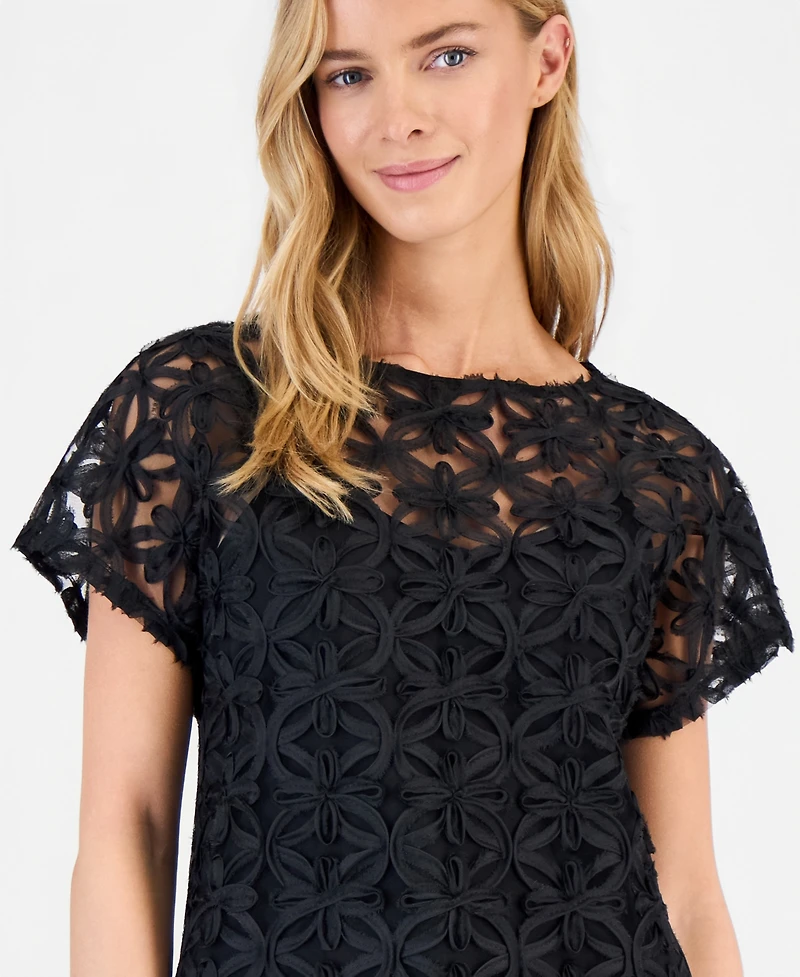 Anne Klein Women's Boat-Neck Ribbon-Soutache Top