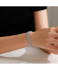 Sterling Silver 14K Gold Plated Clear Cubic Zirconia 4-Row Tennis Bracelet