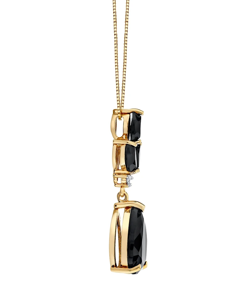 Macy's Onyx (2-1/4 ct. t.w.) & Diamond Accent Pendant Necklace in 10k Yellow Gold