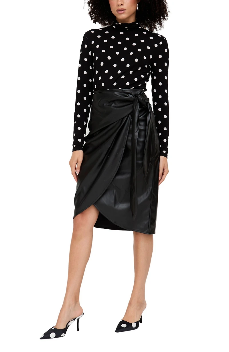 Lily and Lionel London Women's Nia Draped Leather Midi Skirt