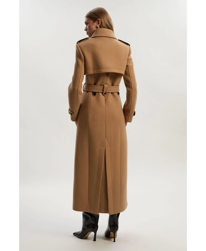 Karen Millen Women's Wool Mix Belted Trench Maxi Coat