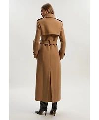 Karen Millen Women's Wool Mix Belted Trench Maxi Coat