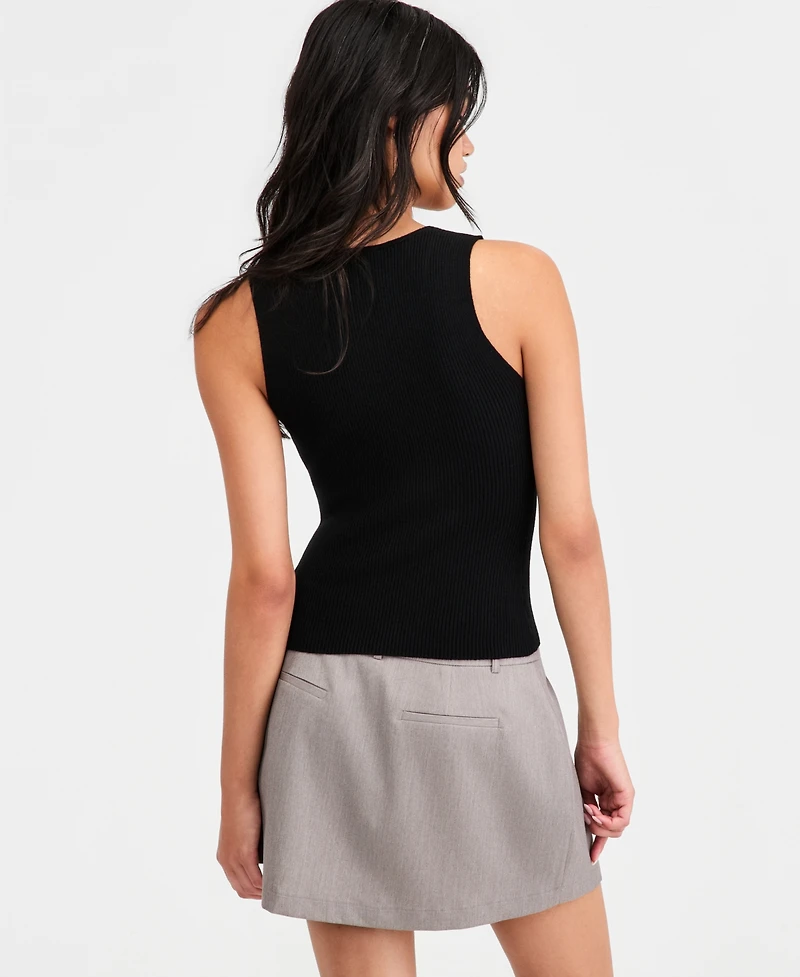 Bar Iii Women's Ribbed Button-Front Top, Macy's Exclusive